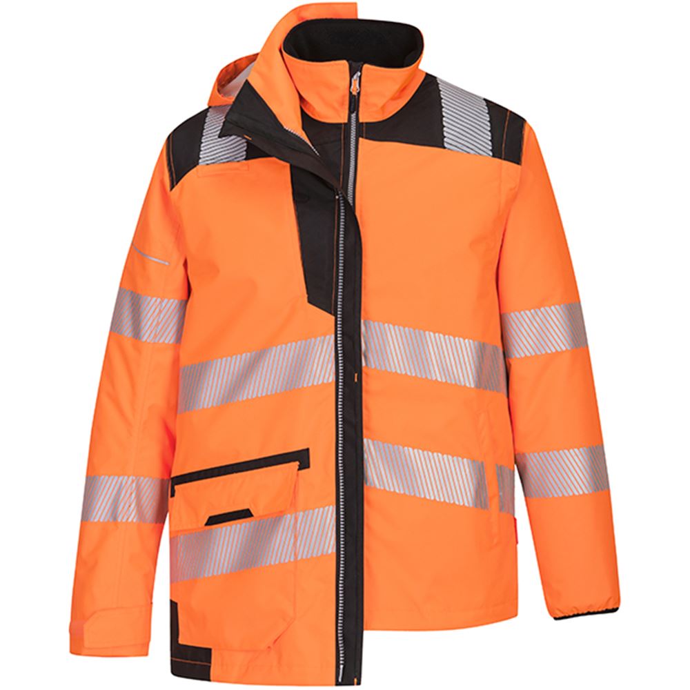 Portwest PW367 Orange Hi Vis 5-in-1 Waterproof Jacket | Safetec