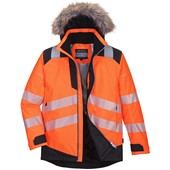 Portwest PW369 PW3 Orange/Black Padded Waterproof Hi Vis Winter Parka Jacket