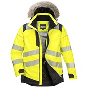 Portwest PW369 PW3 Yellow/Black Padded Waterproof Hi Vis Winter Parka Jacket