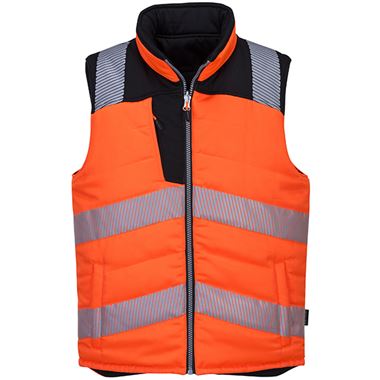 Portwest PW374 PW3 Orange/Black Hi Vis Reversible Bodywarmer 