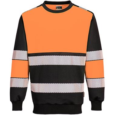 Portwest PW376 PW3 Orange/Black Polycotton Hi Vis Sweatshirt