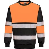 Portwest PW376 PW3 Orange/Black Polycotton Hi Vis Sweatshirt