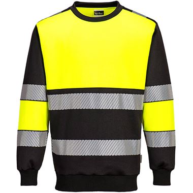 Portwest PW376 PW3 Yellow/Black Polycotton Hi Vis Sweatshirt