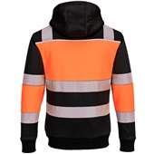 Portwest PW377 PW3 Orange/Black Class 1 Hi Vis Zipped Winter Hoodie