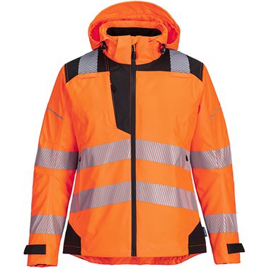 Portwest PW389 PW3 Orange Women's Mesh Lined Waterproof Breathable Hi Vis Jacket