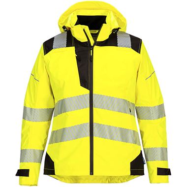 Portwest PW389 PW3 Yellow Women's Mesh Lined Waterproof Breathable Hi Vis Jacket