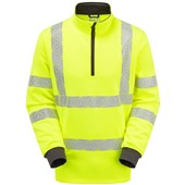 Pulsar React RCT804 Yellow Recycled Quarter Zip Hi Vis Sweatshirt