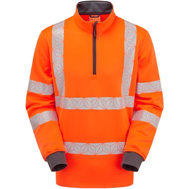 Pulsar React RCT805 Rail Orange Recycled Quarter Zip Hi Vis Sweatshirt