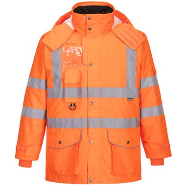 Portwest RT27 Orange Padded Waterproof 7 in 1 Hi Vis Jacket