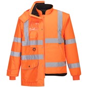 Portwest RT27 Orange Padded Waterproof 7 in 1 Hi Vis Jacket