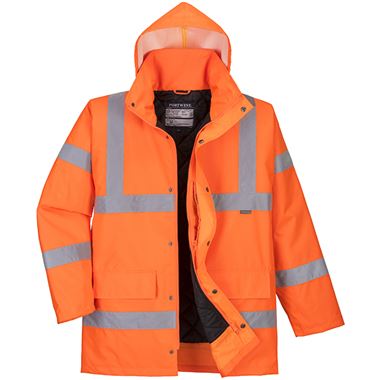 Portwest RT30 Orange RIS Padded Waterproof Hi Vis Jacket