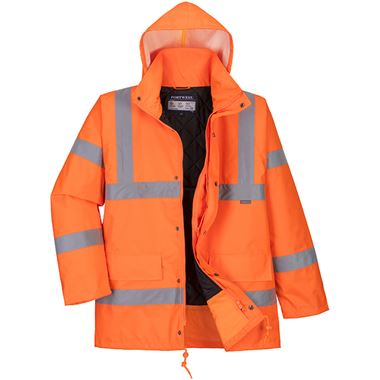 Portwest RT34 Orange RIS Padded Breathable Waterproof Hi Vis Jacket