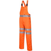 Portwest RT43 Orange Polycotton Hi Vis Bib & Brace Overalls