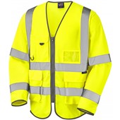 Leo Workwear Wrafton Yellow Long Sleeve Superior Hi Vis Vest  