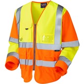 Leo Workwear Wrafton Two Tone Long Sleeve Superior Zipped Hi Vis Vest  