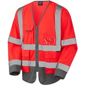 Leo Workwear Wrafton Two Tone Long Sleeve Superior Zipped Hi Vis Vest  