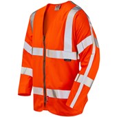Leo Workwear Merton Rail Orange EcoViz Limited Fire Spread Zipped Long Sleeved Hi Vis Vest