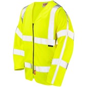 Leo Workwear Merton Yellow EcoViz Limited Fire Spread Zipped Long Sleeved Hi Vis Vest
