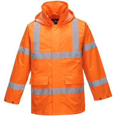 Portwest S160 Orange Mesh Lined Hi Vis Waterproof Jacket