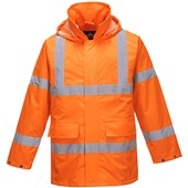 Portwest S160 Orange Mesh Lined Hi Vis Waterproof Jacket