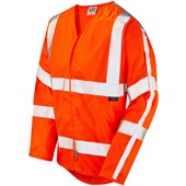 Leo Workwear Meshaw Rail Orange EcoViz Limited Fire Spread & Anti Static Long Sleeved Hi Vis Vest
