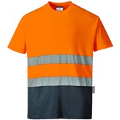 Portwest S173 Orange/Navy Polycotton Comfort Two Tone Hi Vis T-Shirt