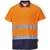 Portwest S174 Orange/Navy Polycotton Comfort Two Tone Hi Vis Polo Shirt