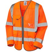 Leo Workwear Burrington Orange EcoViz Coolviz Superior Long Sleeve Hi Vis Vest