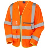 Leo Workwear Heddon Rail Orange EcoViz Superior Tablet Pocket Long Sleeved Hi Vis Vest