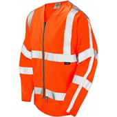 Leo Workwear Huish Orange Flame Retardant & Anti Static Long Sleeve Zipped Hi Vis Vest 