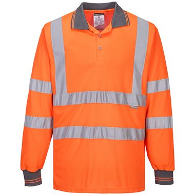 Portwest S277 Orange Long Sleeved Hi Vis Polo Shirt