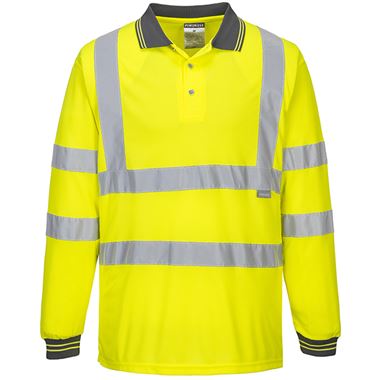 Portwest S277 Yellow Long Sleeved Hi Vis Polo Shirt