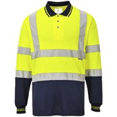Portwest S279 Yellow/Navy Two Tone Long Sleeved Hi Vis Polo Shirt