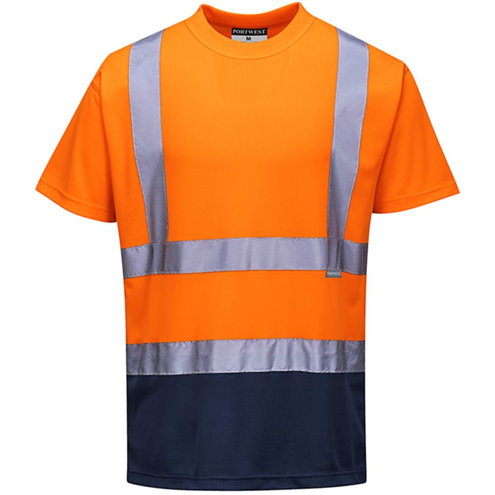 Portwest S378 Orange/Navy Two Tone HiVis T-shirt | Safetec Direct
