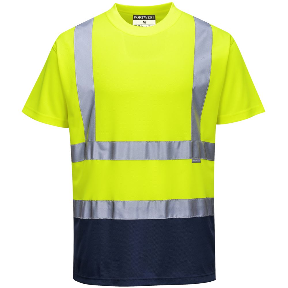 Portwest S378 Yellow/Navy Two Tone HiVis T-shirt | Safetec Direct