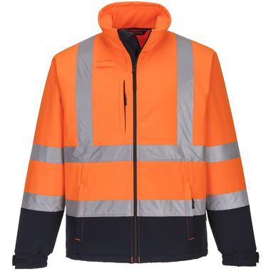 Portwest S425 Orange/Navy Hi Vis Contrast Softshell Jacket (3L)