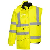 Portwest S427 Yellow Padded Waterproof 7 in 1 Hi Vis Jacket