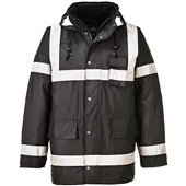 Portwest S433 Black Iona Lite Reflective Waterproof Padded Hi Vis Jacket