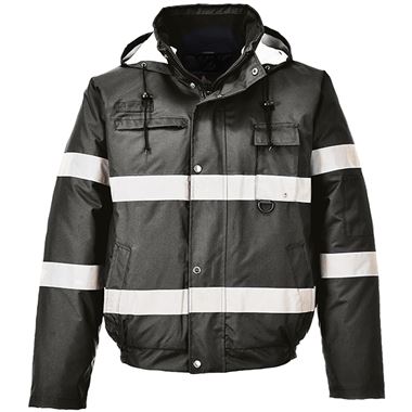 Portwest S434 Black Iona Lite Reflective Padded Waterproof Hi Vis Bomber Jacket