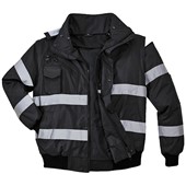 Portwest S435 Black Iona Reflective Padded Waterproof 4-in-1 Hi Vis Bomber Jacket