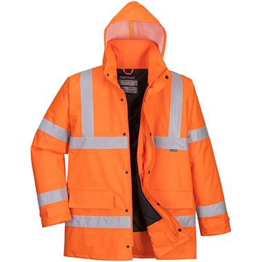 Portwest S460 Orange Padded Waterproof Hi Vis Jacket 