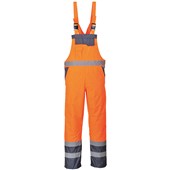 Portwest S488 Orange/Navy Contrast Hi Vis Waterproof Bib & Brace Overalls