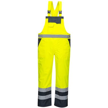 Portwest S488 Yellow/Navy Contrast Hi Vis Waterproof Bib & Brace Overalls