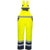 Portwest S488 Yellow/Navy Contrast Hi Vis Waterproof Bib & Brace Overalls