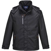 Portwest S555 PWR Outcoach Mesh Lined Waterproof Breathable Jacket Black