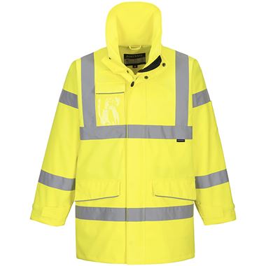 Portwest S590 Yellow PWR Mesh Lined Hi Vis Extreme Breathable Waterproof Jacket