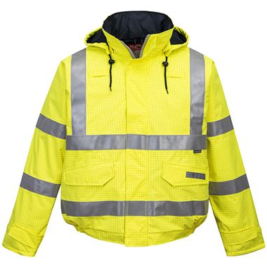 Portwest S773 Yellow Bizflame Rain Padded Waterproof Flame Resistant Anti Static Hi Vis Bomber Jacket