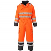 Portwest S775 Orange/Navy Bizflame Rain Padded Waterproof Flame Resistant Anti Static Hi Vis Coverall