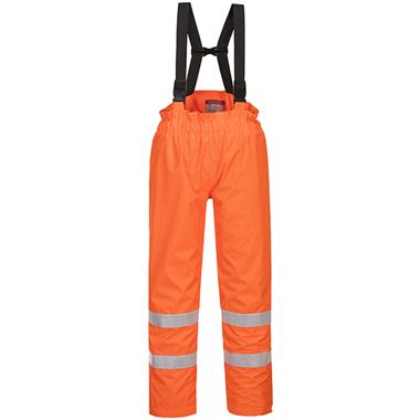 Portwest S781 Orange Bizflame Rain Lined Waterproof Flame Retardant Anti Static Hi Vis Trousers