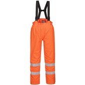 Portwest S781 Orange Bizflame Rain Lined Waterproof Flame Retardant Anti Static Hi Vis Trousers